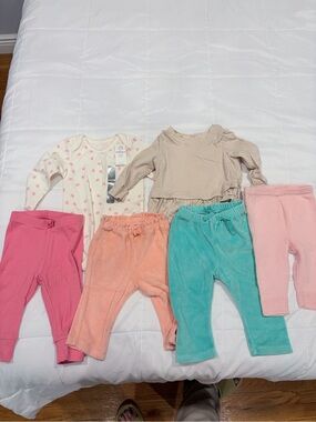 GAP Girls Pink Peach Teal Cream Mix Bottoms and Tops Set